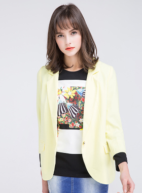 正品啦LG谷谷春款女装修身黄色西装外套 EAC323G310