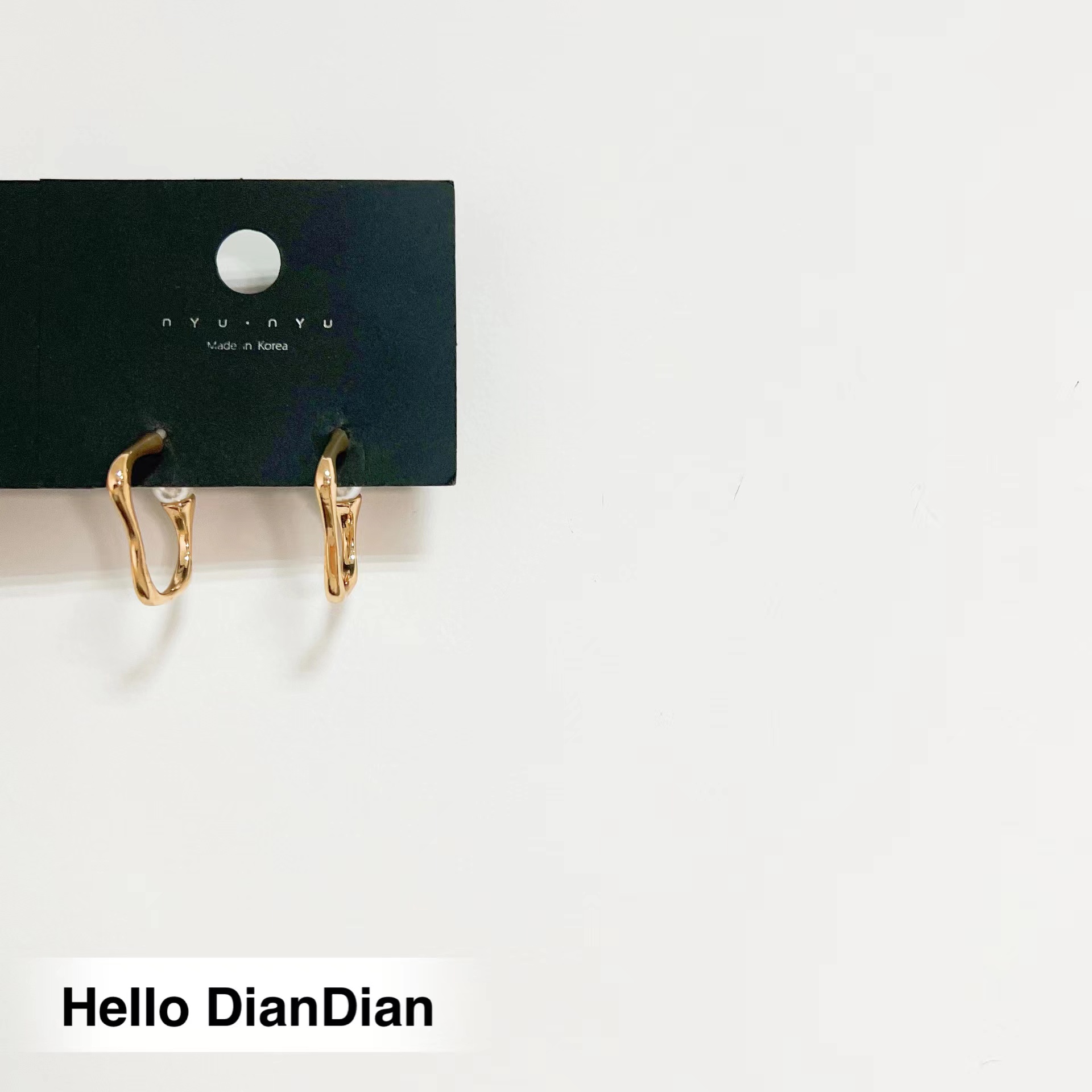 Hello DianDian 韩国小众设计师简约气质百搭锆石金色珍珠耳环