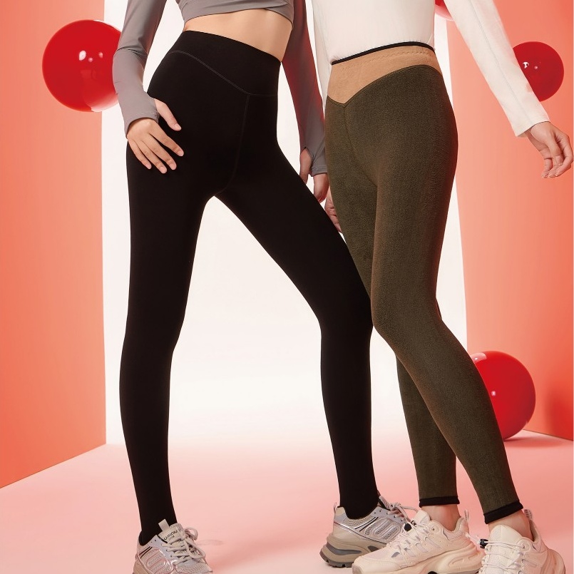 斯丽芬新款6B2064高腰高弹无缝一体打底裤大码保暖裤踩脚320克65