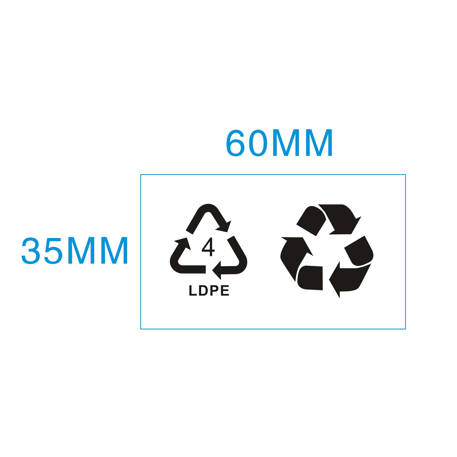 中号透明4LDPE和环保回收标识贴 缠绕膜用4LDPE循环贴 210个/30元