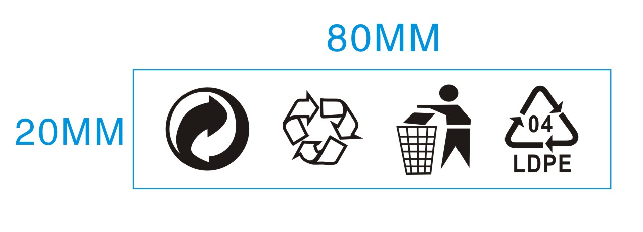 透明OPP包装袋用LDPE04环保标识贴 长款回收不干胶标签300个/30元