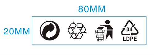 透明OPP包装袋用LDPE04环保标识贴 长款回收不干胶标签300个/30元