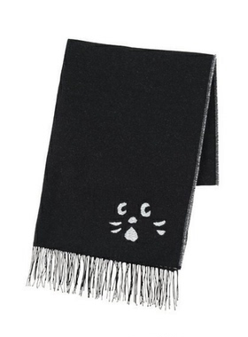 日本原宿潮货可爱ne net惊讶猫猫头提花秋冬学院风学生围巾披肩女