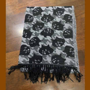 秋冬保暖2025新款卡通猫咪日系学院风ne-net惊讶猫头仿羊绒围巾女