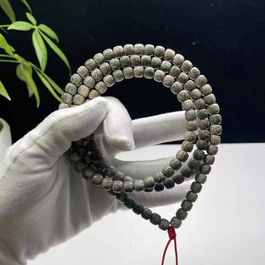 海南原生态石玉料同枝果绿皮阴皮星月菩提子佛珠念珠手链多圈手串