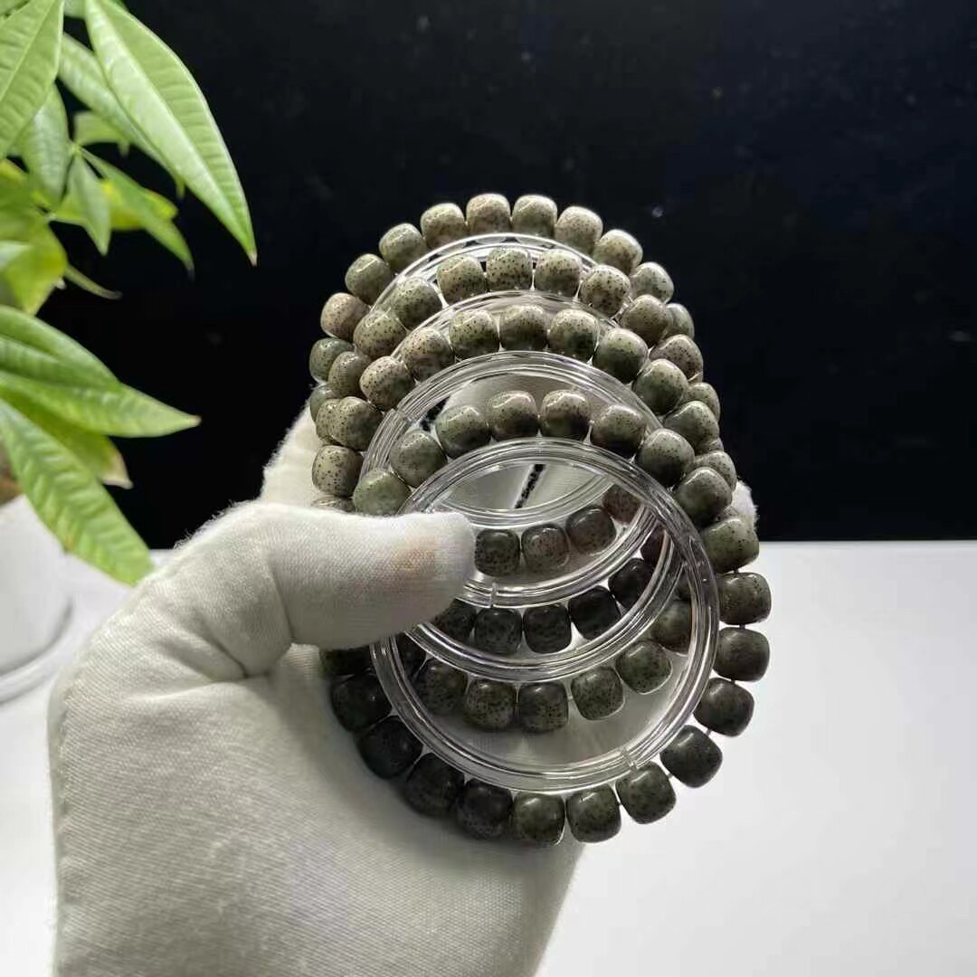 海南高油原生态阴皮绿皮星月菩提籽小留白男女文玩佛珠10单圈手串