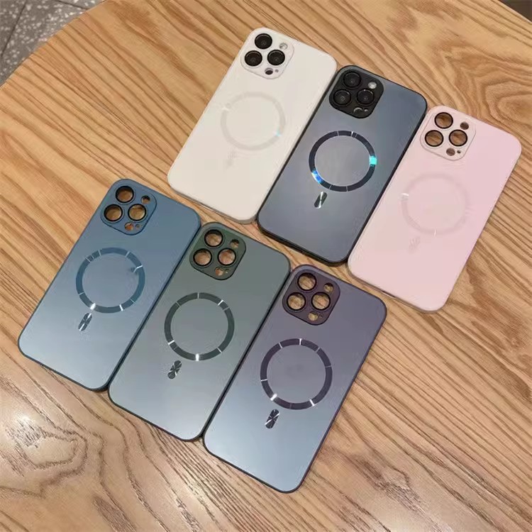 纳米轻纱磁吸壳适用iphone14 苹果13磨砂PC背板 12PROMAX自带镜头膜简约纯色保护套防摔全包16PROMAX 金色