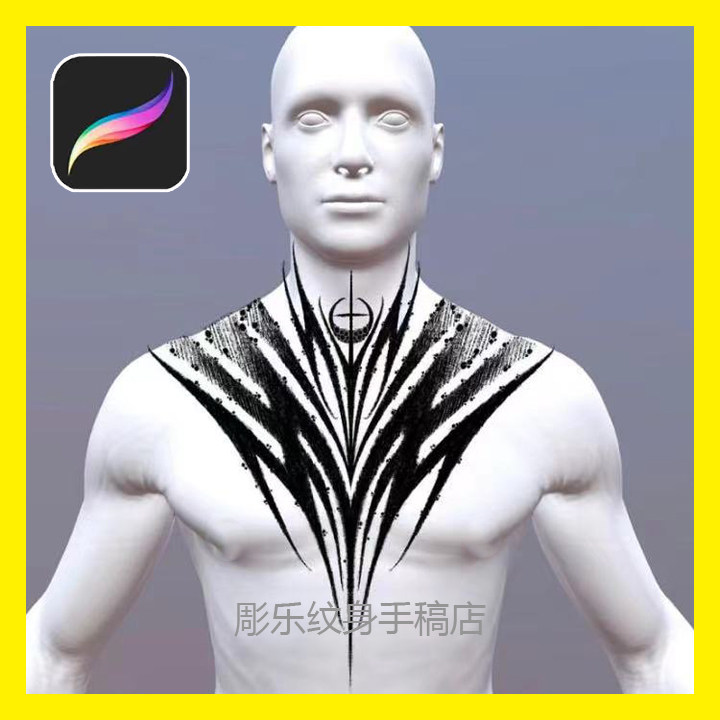 procreate笔刷欧美暗黑darkletter花体字纹身印章几何线稿图案