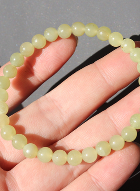 放漏了方言精品和田玉新疆且末料黄口带糖卡6.5mm手串手链A8