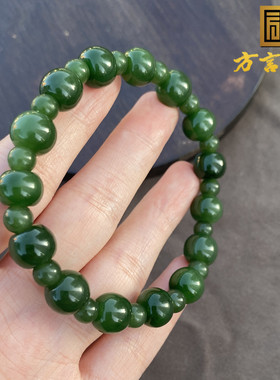 俄罗斯阳绿碧玉10mm苹果珠手串