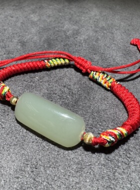 放漏方言和田玉老坑青海料高冰起荧光晴水平安无事牌手工编绳S6