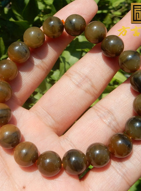 亏麻了方言和田玉特色意境一线天糖青花籽料圆珠10mm手链手串w3