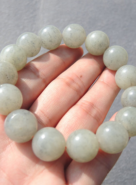 美哭了方言和田玉老熟新疆玉龙河点墨青花籽料留皮细腻15mm手串S