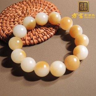 大热方言和田玉佩戴级新疆温润细腻且末料红糖白玉圆珠手链手串s2