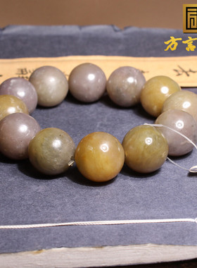 方言和田玉新疆罕见珍品特色意境点墨青花山流水20mm手串手链A2