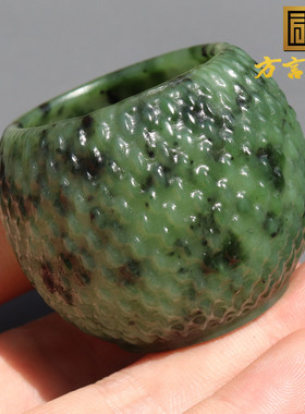 罕见方言精品推荐和田玉碧玉猕猴桃色油润细腻杯子小摆件把件A8