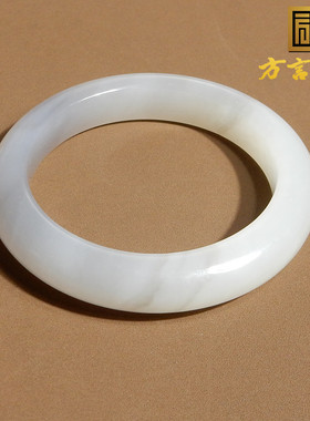 青海老坑料烟紫白玉双色53mm手镯