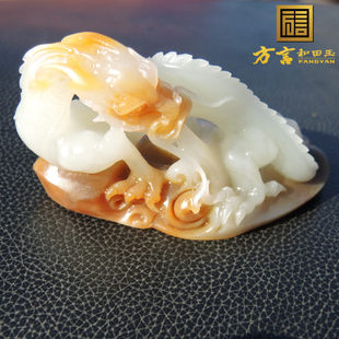 方言品牌放巨漏古河道上下天地黄沁皮籽料精品生肖龙手把件摆件R