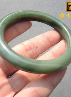 高品质方言和田玉老坑俄罗斯碧玉推荐菠菜绿细腻56mm精美手镯S
