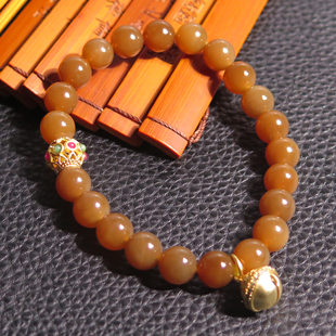 亏麻了方言品牌和田玉精品新疆且末高脂糖玉卡8mm圆珠手串手链X7