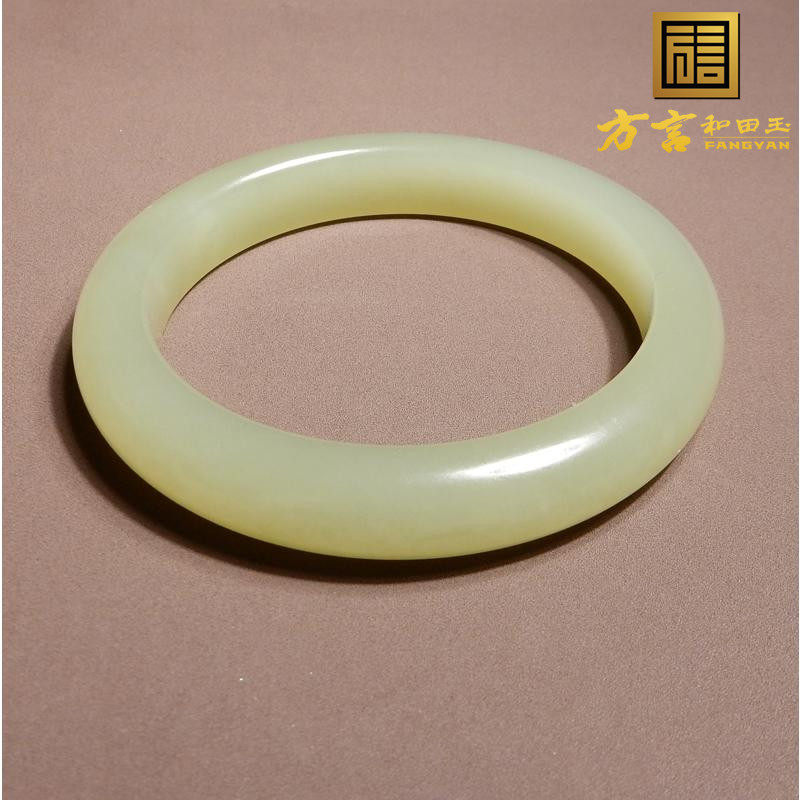 方言和田玉精品佩戴级青海老坑料冰底晴水色内径57.5mm小众手镯A6