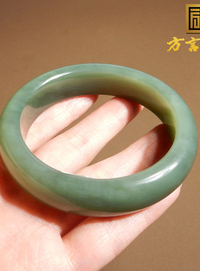 俄料老坑料碧玉粉青55mm女士手镯