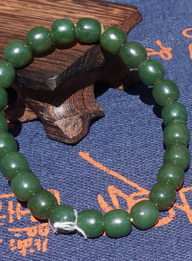 回馈玉友仅780元俄料绿色名品油润细腻阳绿碧玉7.5mm老型珠手串A6