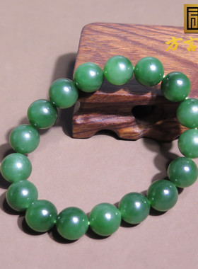 俄罗斯料菠菜绿碧玉12mm圆珠手串