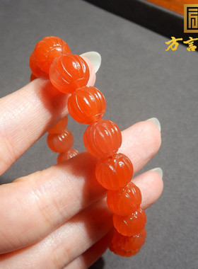 云南保山南红樱桃红8m莲花珠手串