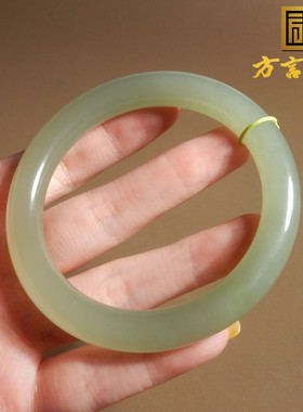 青海老坑茶晴色圆条手镯56mm手镯