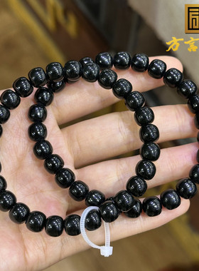 好油润方言和田玉精品佩戴温润新疆黑青籽料8mm老型珠手串手链O