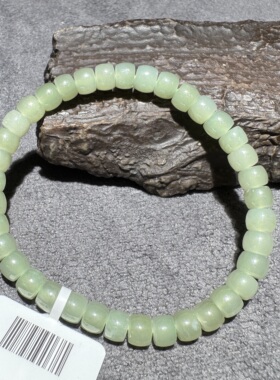 捡漏方言和田玉精品老坑青海料冰底油润晴水6mm直切手串手链S6