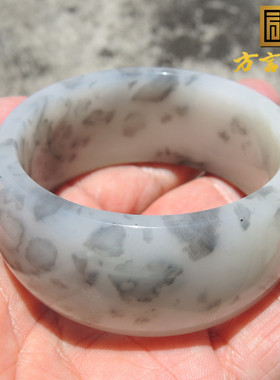 方言巨漏珍藏级新疆和田玉青花籽料宽边特色意境56内径豪华手镯F