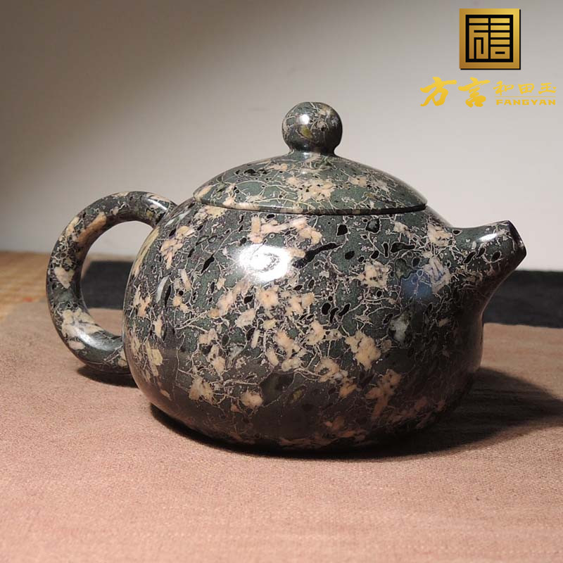 方言和田玉精品一手收藏级珍稀梅花玉山料大气豪华茶具茶壶放漏r