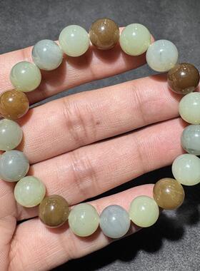 美哭了方言和田玉老熟新疆且末料难得黄口糖玉烟青多宝10mm手串S