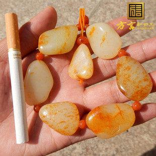 方言企业精品18万元 珍稀俏皮名品老熟羊脂玉金包银籽料原石手链F