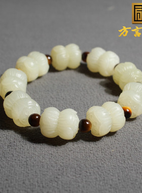 新疆且末老料黄口双头莲花珠手串