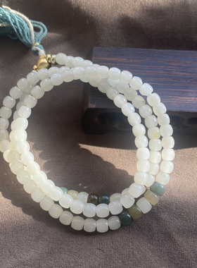 新疆且末白玉6mmDIY多宝多圈手串