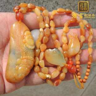 方言珍稀黃色名品一線天黃金黃沁獨(dú)顆籽料財(cái)神和佛吊墜精品項(xiàng)鏈R