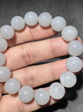 美哭了方言和田玉老坑青海料精美油糯油润12mm烟紫手串手链S