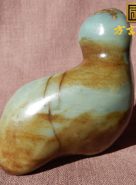 特惠珍藏罕见无结构一口气鹿皮天蓝色蓝玉籽料包浆原石悟道把件w