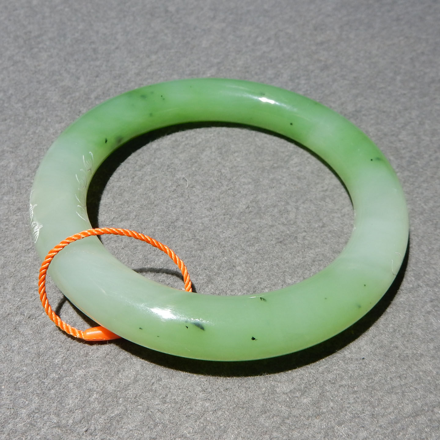 方言和田玉收藏级精品俄料老坑碧玉苹果绿高冰内径61mm手镯子w4