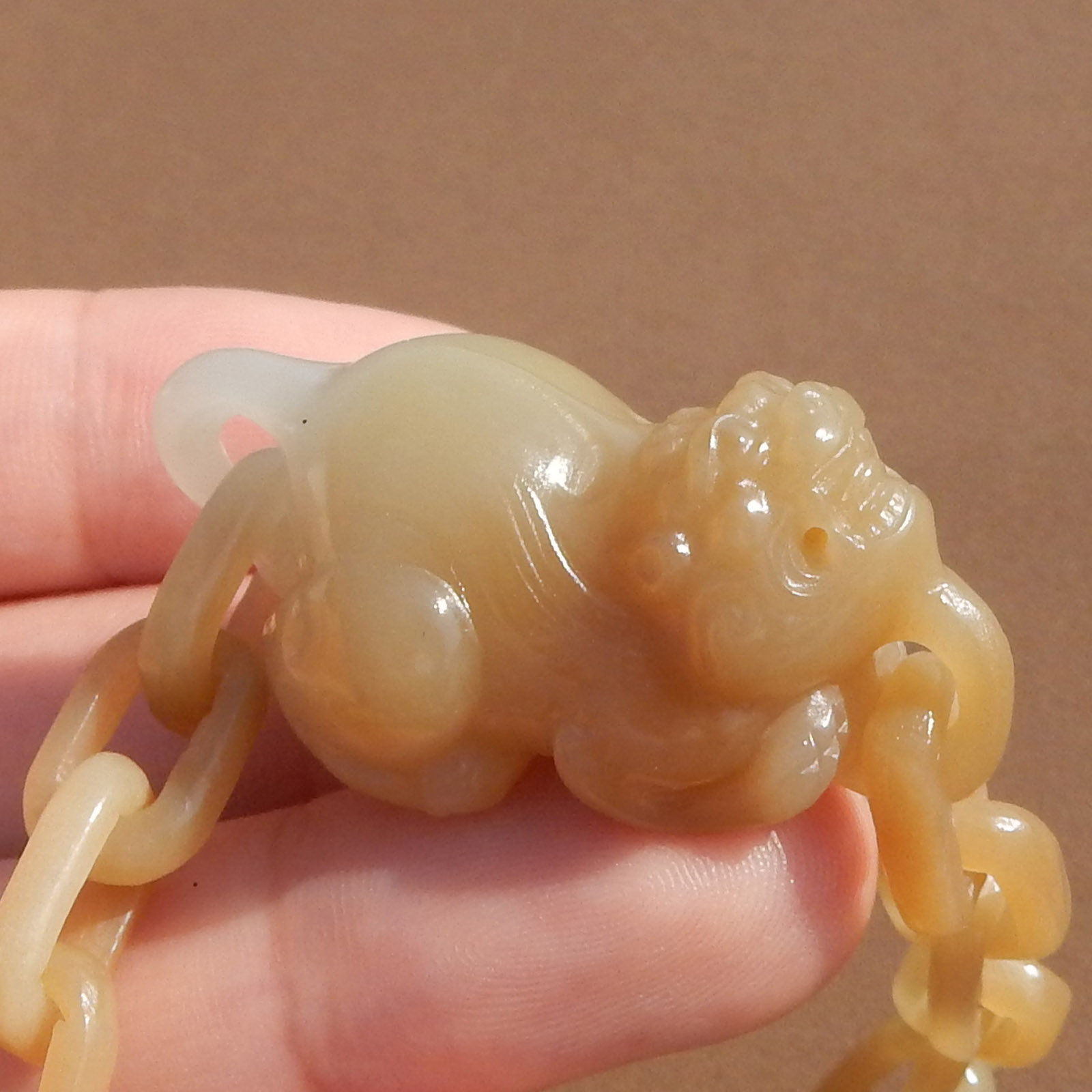 史诗级方言和田玉精品珍藏级且末料糖白玉细腻油润貔貅手串手链s2