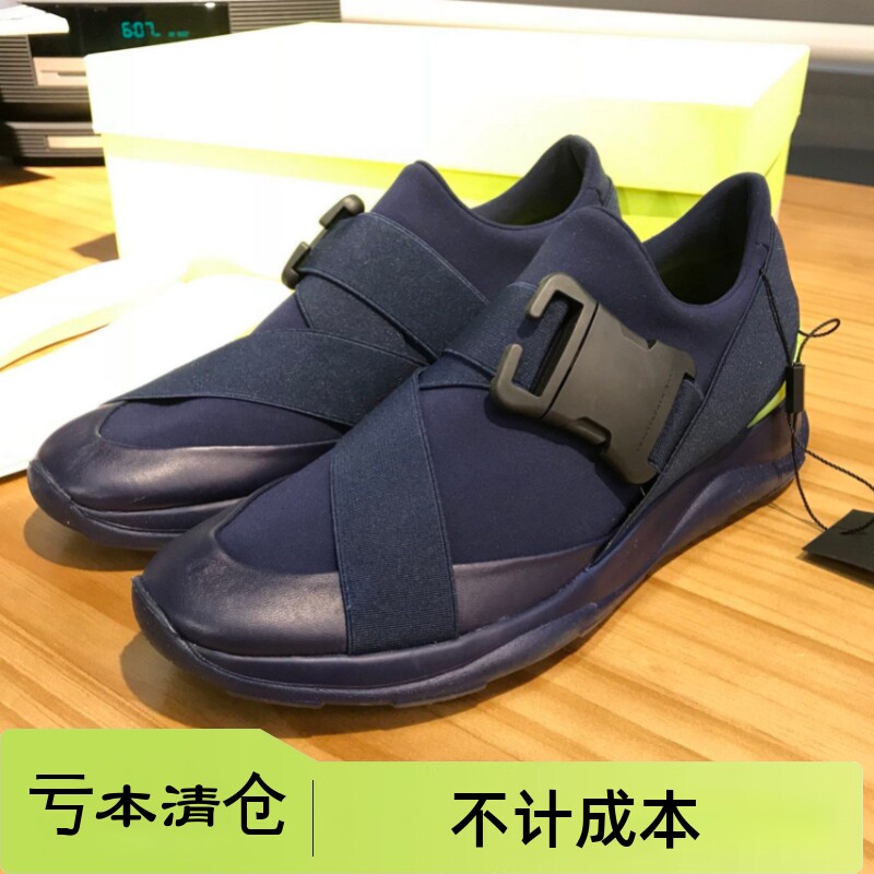 亏本清仓Christopher Kane 设计师品牌男士深蓝色 搭扣休闲鞋