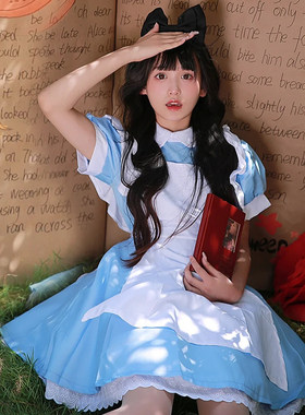 爱丽丝梦游仙境女仆装cos万圣节可爱二次元少女lolita软妹连衣裙