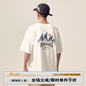 T恤宽松休闲半袖 字母山川印花纯棉短袖 上衣潮牌TEE 男士 男道夏季
