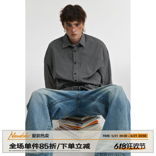 男道日系复古色织条纹衬衫男2025春秋季新款宽松长袖休闲衬衣