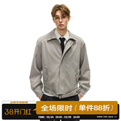 男道美式 绑带毛呢花纱夹克正肩合身通勤cleanfit可翻领毛呢外套潮