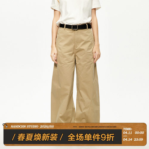 男道美式复古宽松直筒阔腿工装裤男秋季高级感cleanfit弯刀休闲裤
