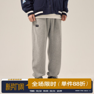 运动裤 直筒束脚裤 男宽松百搭休闲长裤 男道2024春秋绣标纯色卫裤